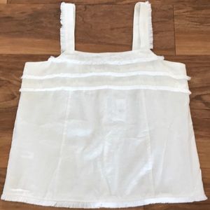 LOFT outlet white fringe tank top NWT Large